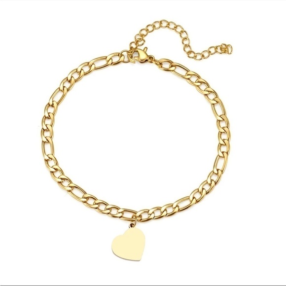 NEW Gold Figaro Chain Heart Charm Ankle Bracelet Anklet - Picture 5 of 7